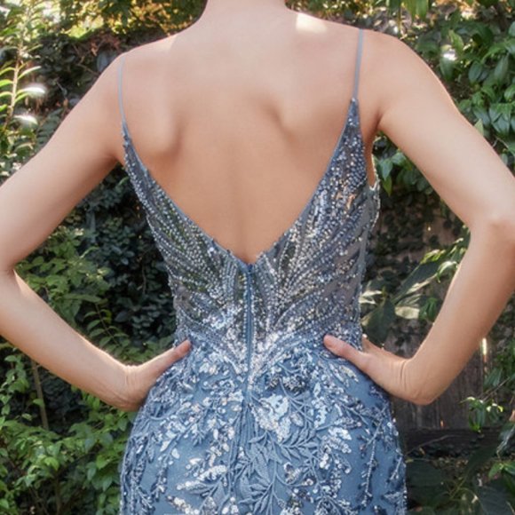 NEW LONG OFF THE SHOULDER SLEEVELESS MERMAID DRESS WITH ZIPPER BACK AL A1118 - Picture 6 of 10